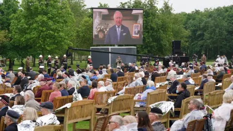 PA Media Prince of Wales speaking at the National Memorial Arboretum in Staffordshire