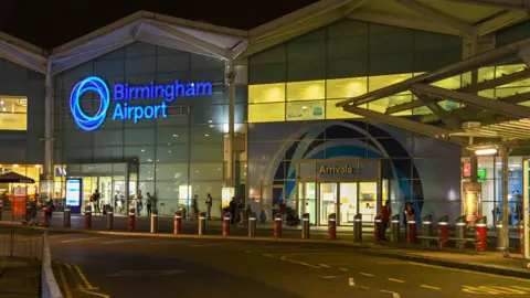 Birmingham Airport at night 