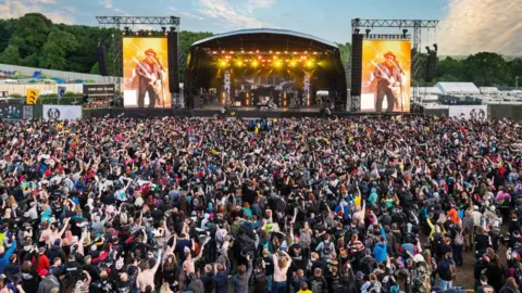 Getty Images Skindred on stage at the Download festival in 2021