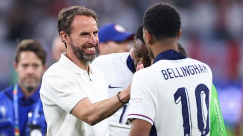 England manager Gareth Southgate with Jude Bellingham at Euro 2024