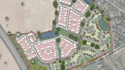 Planning portal Aerial view mock up of how the homes could be arranged