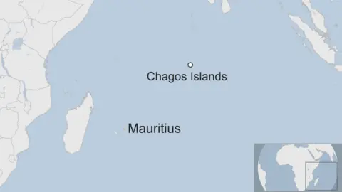 The map shows the location of the Chagos Islands