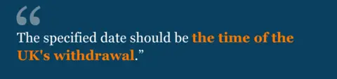Text from agreement: The specified date should be the time of the UK's withdrawal.