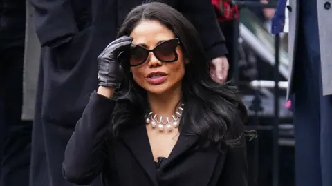 PA Media Emma Weymouth, the Marchioness of Bath arrives for a memorial service to honour and celebrate the life of fashion designer Dame Vivienne Westwood at Southwark Cathedral, London