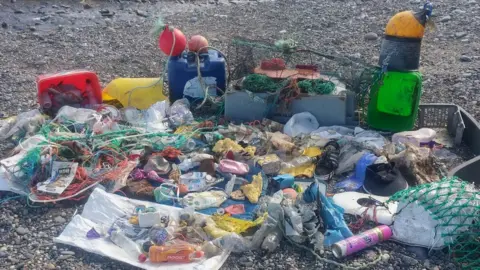 Beach Buddies Rubbish collected on Manx beach