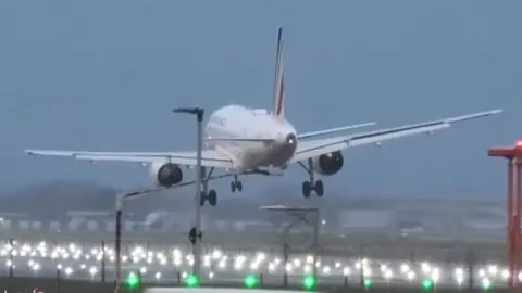 British Airways plane landing at Heathrow