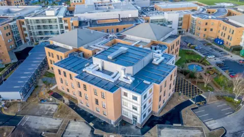 James Horne/BlueSky UAV Aerial view of Norfolk and Norwich University Hospital, Norwich