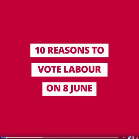 FACEBOOK/LABOUR Advert saying "10 reasons to vote Labour on 8 June"