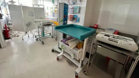 Nikki Fox/BBC  Equipment in corridors in a neonatal unit 