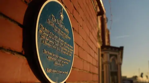 The blue plaque commemorating the band at Blackpool Cliffs Hotel