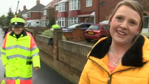 Parent Becky Armer with Beryl Quantrill