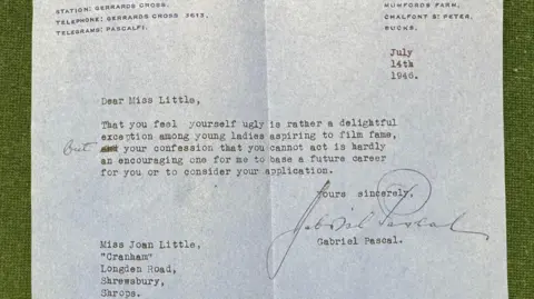 BBC An old letter dated 14 July 1946, written on white paper