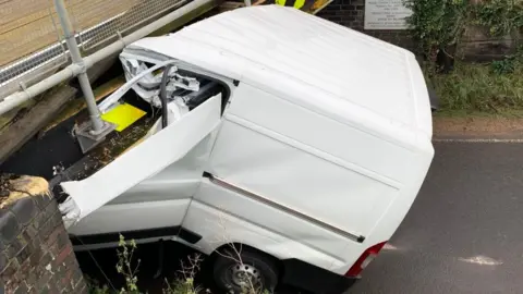 Cambs Police Van under railway bridge