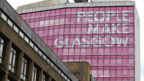 People Make Glasgow graphic on Met Tower
