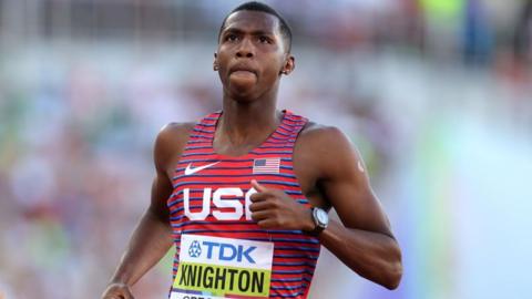 American sprinter Erriyon Knighton 
