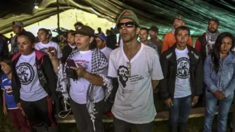 AFP Farc members attend the commemoration of the 53rd anniversary of the founding of the FARC-EP leftist guerrillas in the group's birthplace in Marquetalia, Tolima department, centre-west Colombia on May 27, 2017.