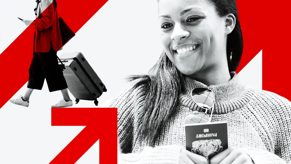 An image showing a woman holding her passport