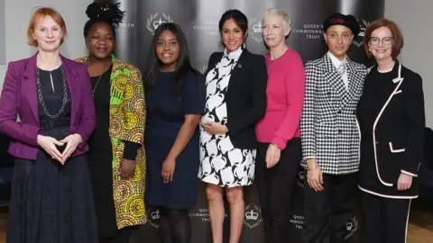 Getty Images L-R: Journalist Anne McElvoy (chairwoman); Angeline Murimirwa from the Campaign for Real Education; campaigner Chrisann Jarrett; Meghan; singer Annie Lennox; model Adwoa Aboah; former Australian Prime Minister Julia Gillard