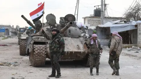 AFP Syrian government forces in Aleppo province on 10 February 2020