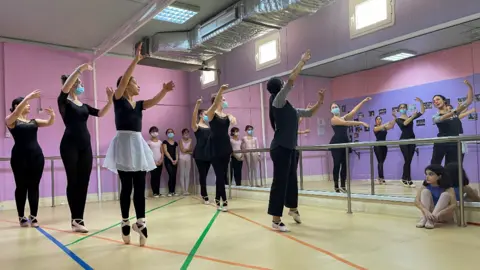 Reuters Ballet dancers at a lesson in Tunis, Tunisia - Saturday 5 March 2022