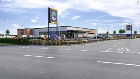 East Lindsey District Council A CGI image of what the new Aldi in Horncastle would like like 