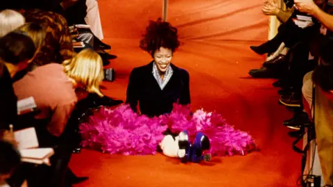 Getty Campbell fell over when wearing huge Vivienne Westwood platforms in Paris, 1993