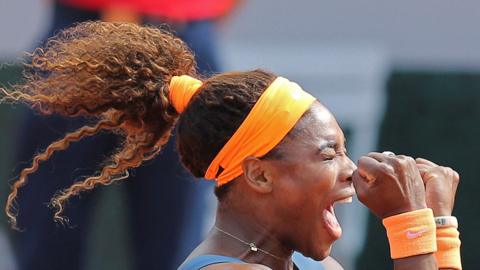 Serena Williams of the U.S. celebrates
