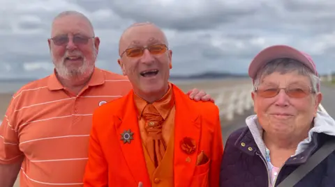 Captain  Beany with David and Jen Lewis on Aberavon prom 