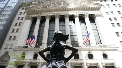 Getty Images 'Fearless girl' statue outside New York Stock Exchange.