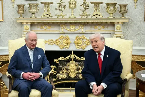 AFP via Getty Images US President Donald Trump meets with Britain's King Charles III in the Oval Office of the White House in Washington, DC, on April 28, 2026.