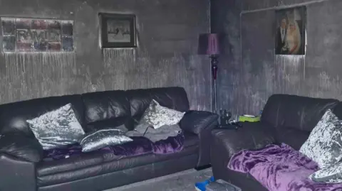 Tanya Rooke Fire damage in living room