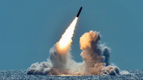 Reuters An unarmed Trident II D5 missile is test-launched from the Ohio-class U.S. Navy ballistic missile submarine USS Nebraska off the coast of California, U.S. March 26, 2018