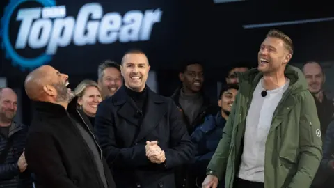 BBC Chris Harris (left), Paddy McGuinness (centre) and Andrew Flintoff on Top Gear