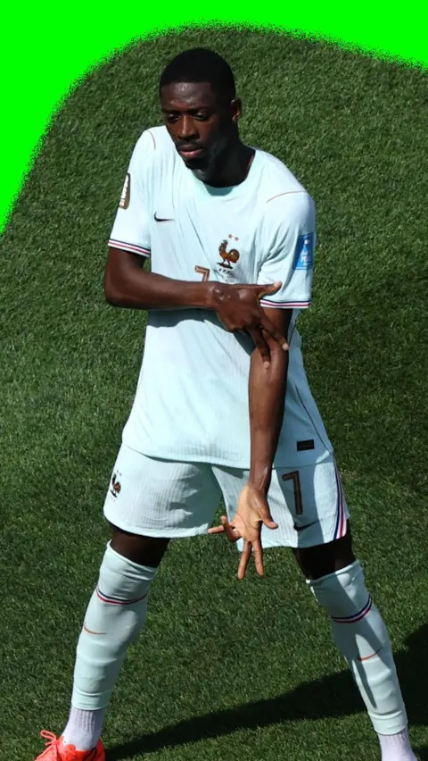 France's Ousmane Dembele celebrates a goal