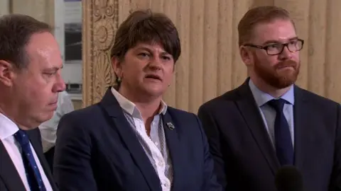 Reuters Nigel Dodds, Arlene Foster and Simon Hamilton