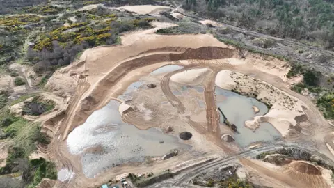 Ardeer Action Group An aerial drone shot of sand dunes and greenery. Work has clearly taken place on the site.