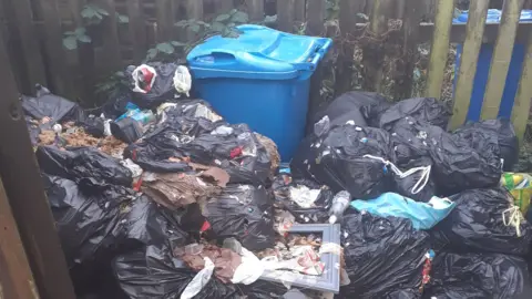 Hull City Council Piles of rubbish and rubbish bags 