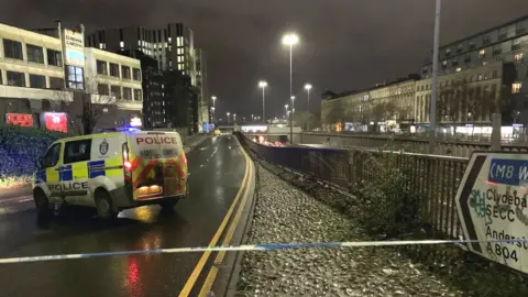 BBC Car crash scene near St Vincent Street