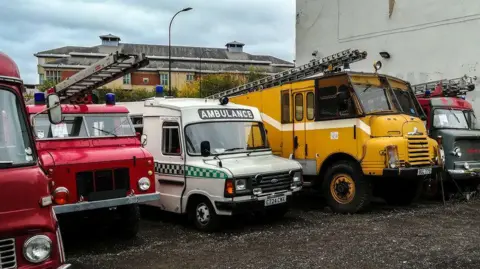 Vintage emergency services vehicles