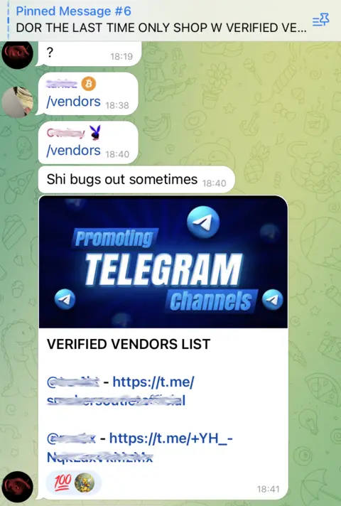 Uma postagem promovendo canais do Telegram