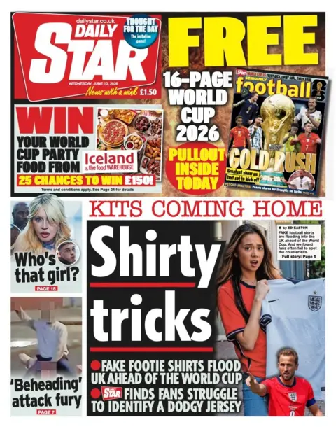 The headline on the front page of the Daily Star reads: "Shirty tricks."