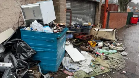 Fly-tipped rubbish in Birmingham in February 2026