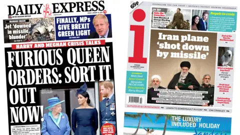 Daily Express and i front page 10/01/20