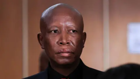 A head and shoulders image of Julius Malema in court.