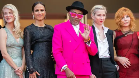 Getty Images Melanie Laurent, Mati Diop, Spike Lee, Jessica Hausner, Mylene Farmer (left to right) on opening night