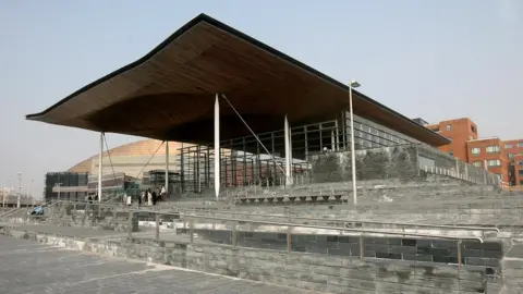 The Senedd building in Cardiff Bay