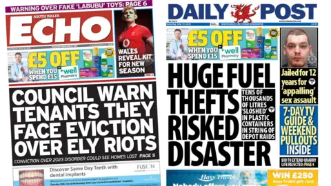 Front pages of South Wales Echo and Daily Post