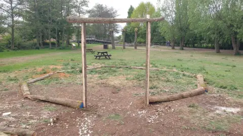 Peterborough Limited First sections at the roundhouse are put up