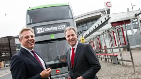 West of England Combined Authority First Bus Managing Director Doug Claringbold and West of England Metro Mayor Dan Norris at Bristol Parkway station