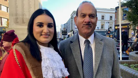 The mayor of Luton, Sameera Saleem and her father, the former mayor Raja Saleem